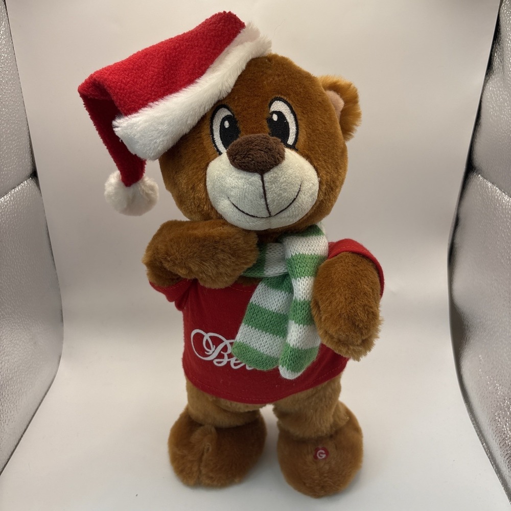 Gemmy Happy Shuffle Animated Plush Christmas Believe Bear Sings & Dances Works